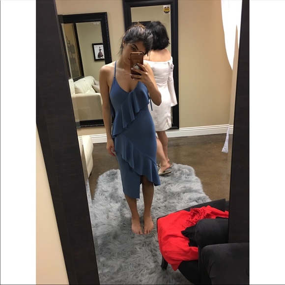 She + Sky- Spaghetti strap Cocktail ruffle dress - Picture 2 of 8